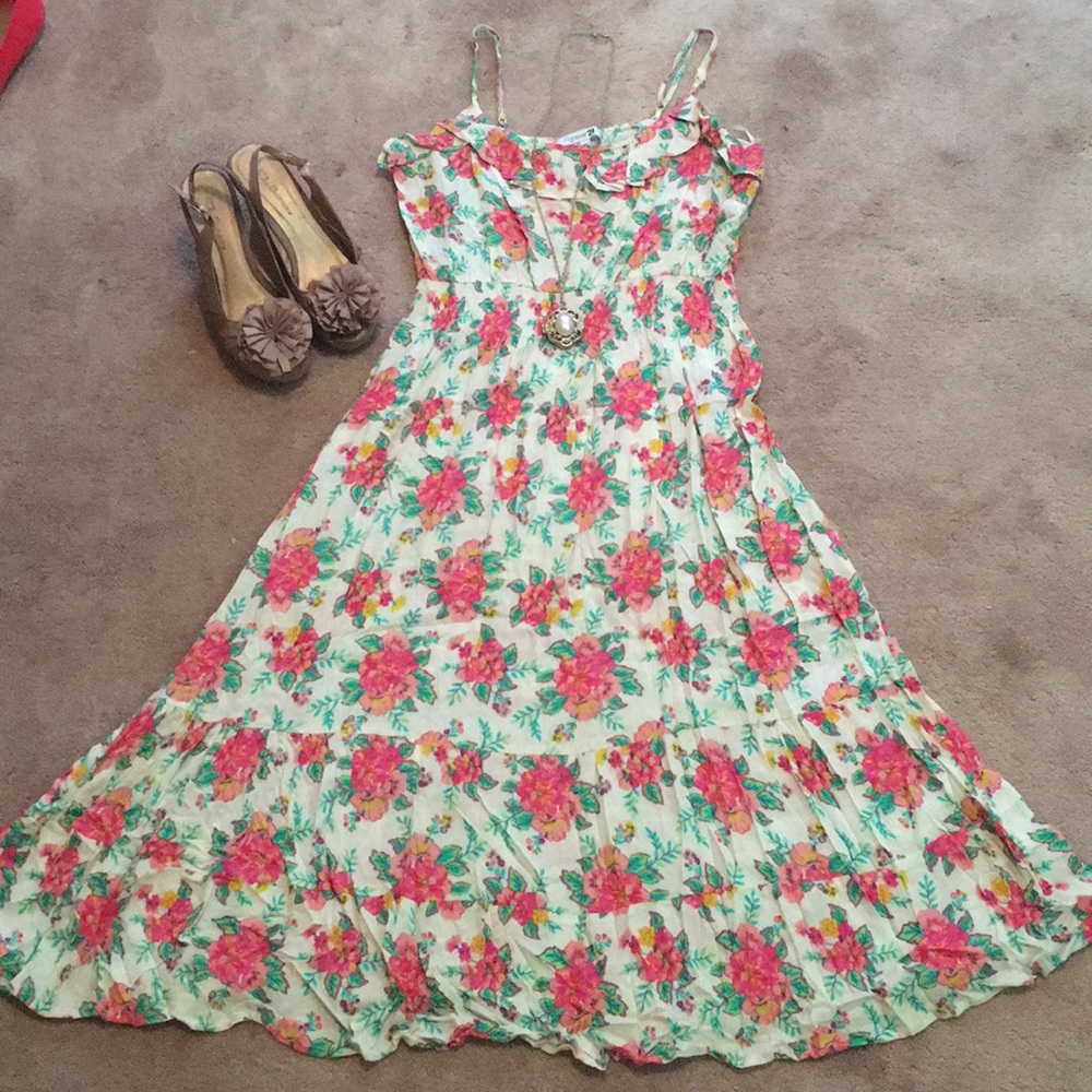 F21 Floral Linen Dress